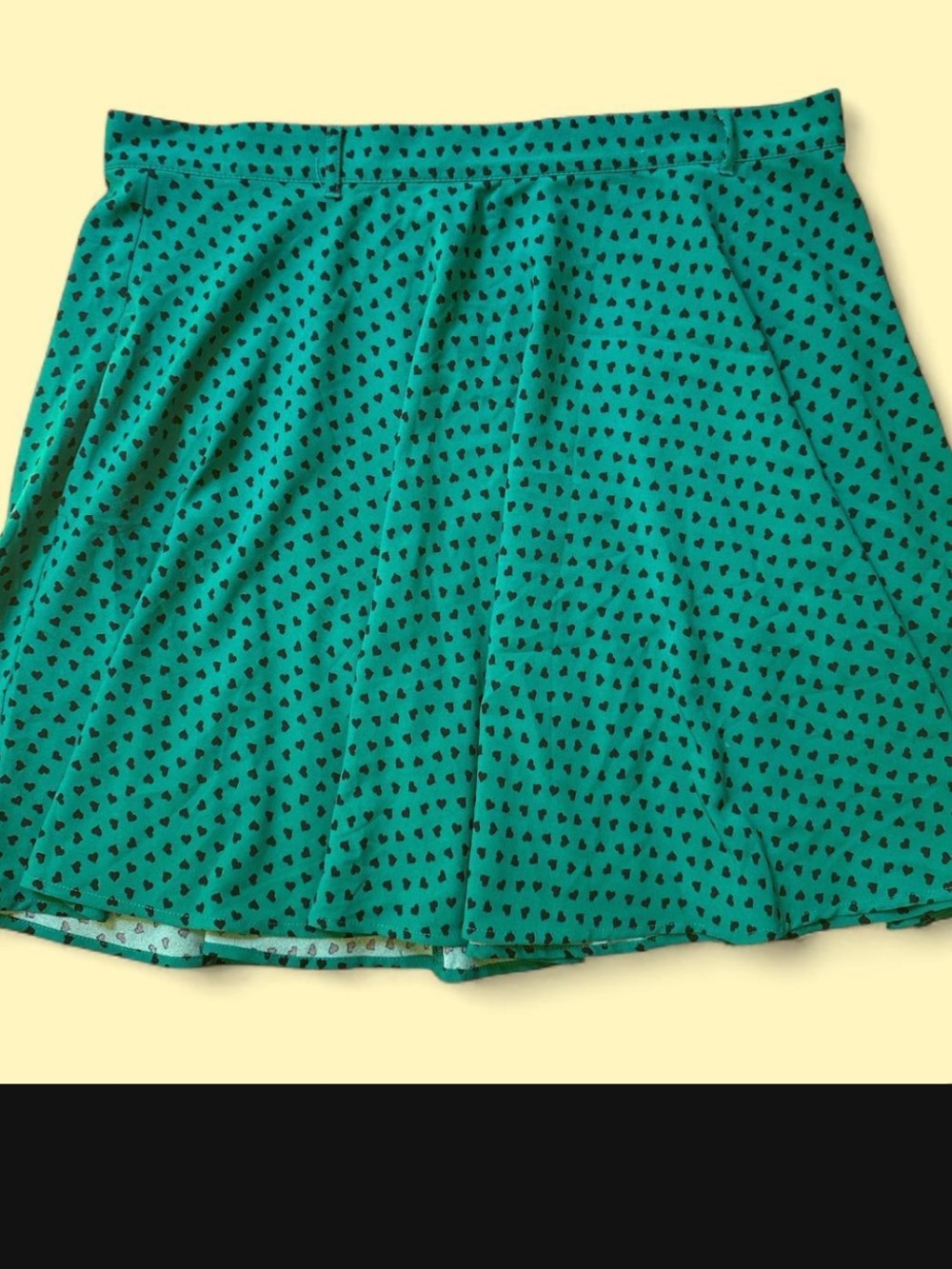 Green Heart-Print A-Line Skirt - Hell Bunny